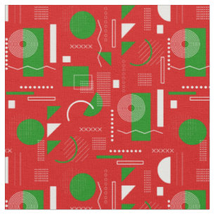 red christmas memphis vintage geometric 1990s fabric