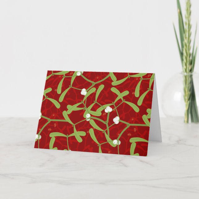 red christmas mistletoe holiday card (Front)