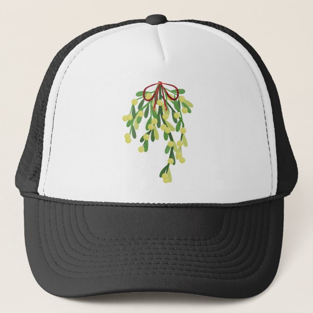 red Christmas mistletoe Trucker Hat (Front)