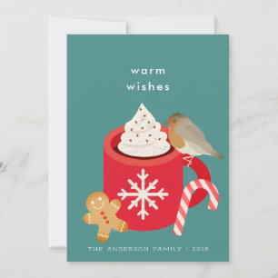 Red Christmas Mug & Robin Christmas Holiday Card