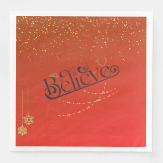 Red Christmas Napkin-Believe Napkin
