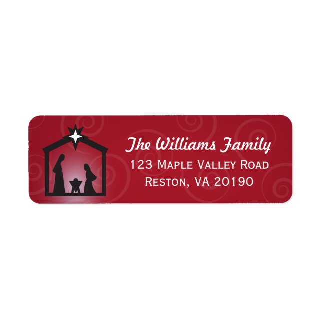 Red Christmas Nativity Address Labels (Front)