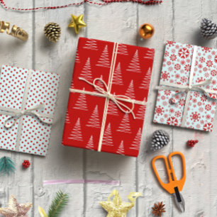 Red Christmas Nordic set of 3 Wrapping Paper Sheet