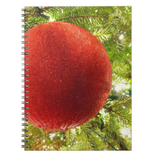 Red Christmas Ornament Bauble Notebook