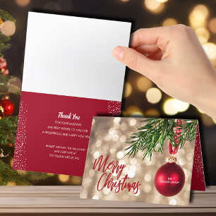 Red Christmas Ornament Business Holiday Card