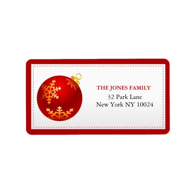 Red Christmas Ornament - christmas address labels (Front)