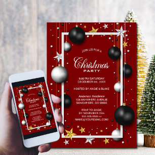 Red Christmas Ornament Christmas Party Invitation