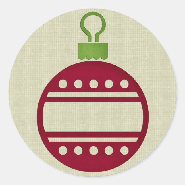 Red Christmas Ornament Classic Round Sticker (Front)