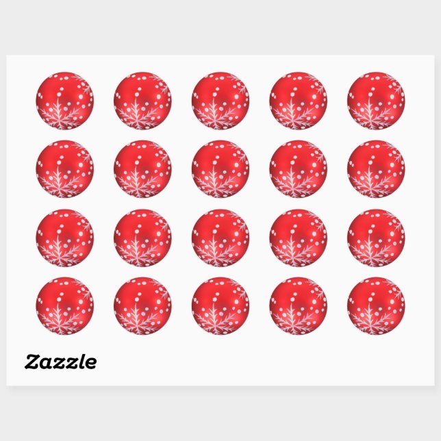 Red Christmas Ornament Classic Round Sticker (Sheet)