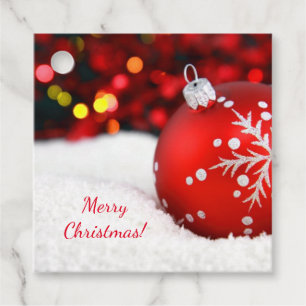 Red Christmas Ornament Favour Tags