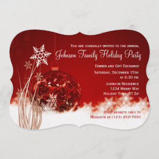 Red Christmas Ornament Holiday Party Invitations