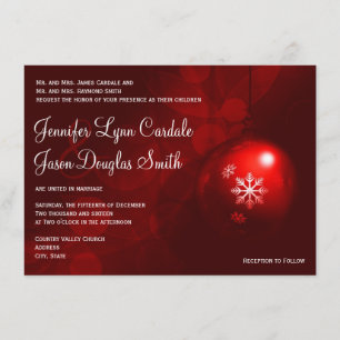 Red Christmas Ornament Holiday Wedding Invitations