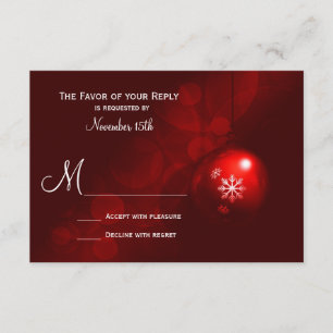 Red Christmas Ornament Holiday Wedding RSVP Cards