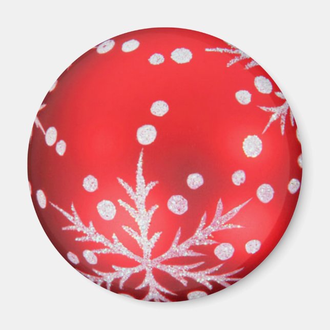 Red Christmas Ornament Magnet (Front)