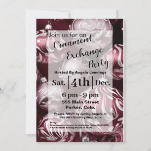 Red Christmas Ornament Party Invitation Cards
