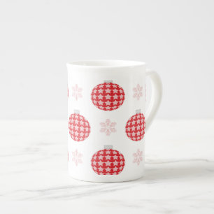 Red christmas ornament pattern bone china mug