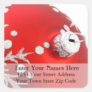Red Christmas Ornament Return Address Label