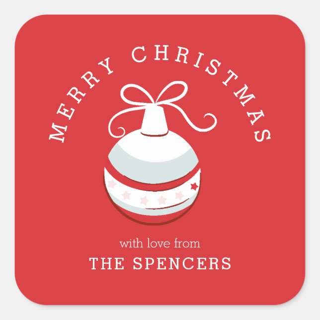 Red Christmas Ornament Square Sticker (Front)