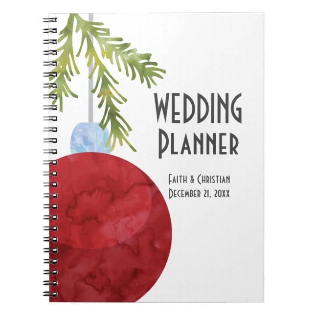 Red Christmas Ornament, Wedding Planner Notebook (Front)
