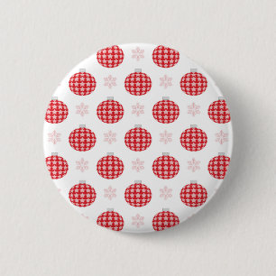 Red christmas ornaments 6 cm round badge
