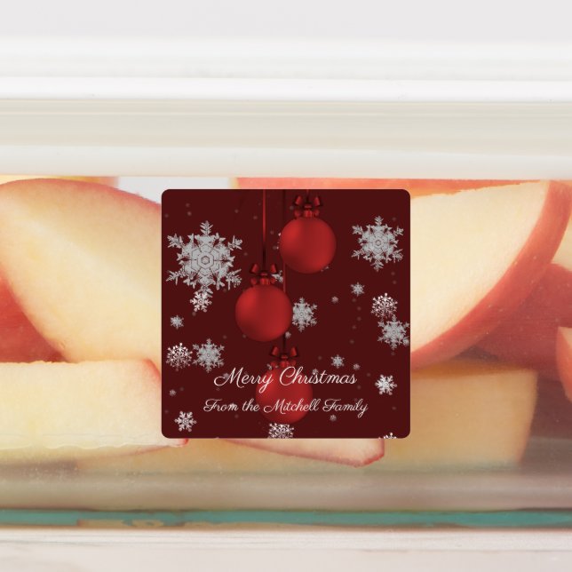 Red Christmas Ornaments Baking Labels (Affixed)