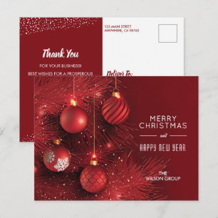 Red Christmas Ornaments Business Postcards