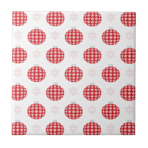 Red christmas ornaments ceramic tile