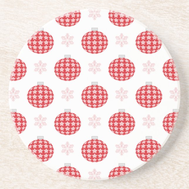 Red christmas ornaments coaster (Front)