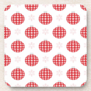Red christmas ornaments coaster
