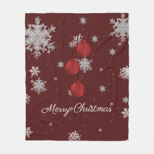 Red Christmas Ornaments Fleece Blanket