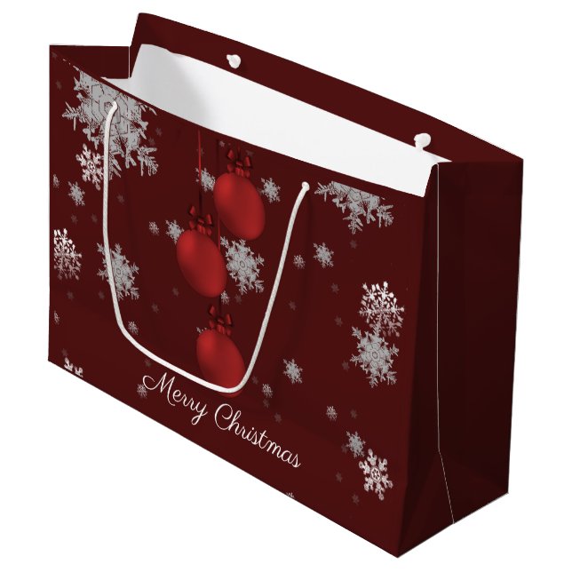 Red Christmas Ornaments Gift Bag (Front Angled)