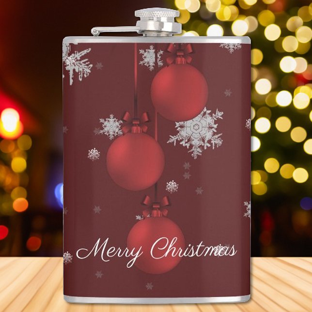 Red Christmas Ornaments Holiday Flask (Red Christmas Ornaments Holiday Flask)
