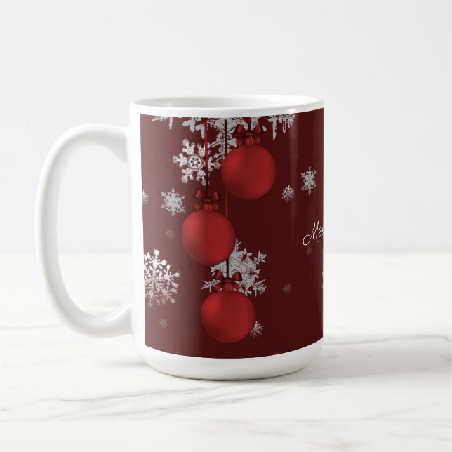 Red Christmas Ornaments Mug (Left)