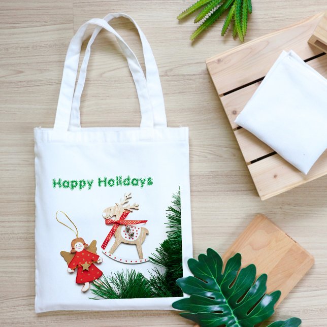 Red Christmas Ornaments on White Tote Bags (Red Christmas Ornaments on White Tote Bags
)