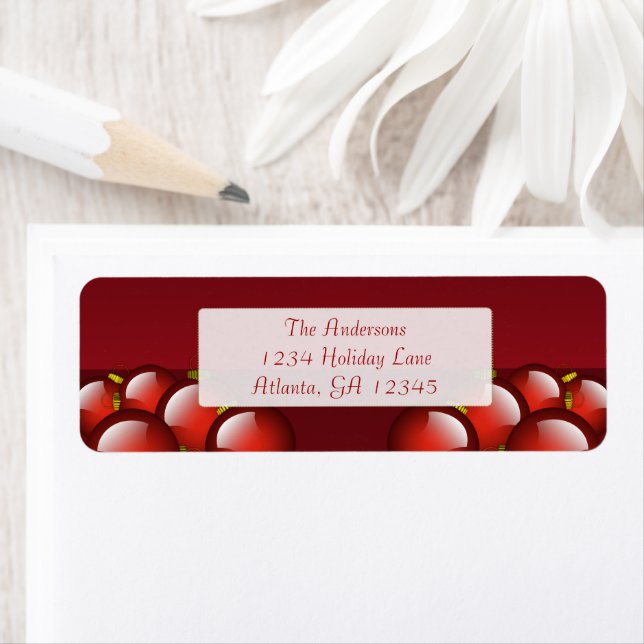 Red Christmas Ornaments Return Address Return Address Label (Insitu)