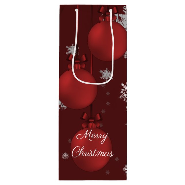 Red Christmas Ornaments Wine Gift Bag (Front)