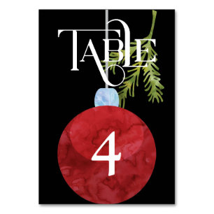 Red Christmas OrnamentWedding Reception Table Number