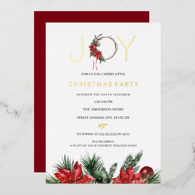 Red Christmas Party Joy Foliage Wreath (Front/Back)