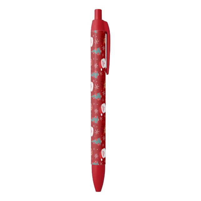 Red Christmas pattern Black Ink Pen (Bottom (Vertical))