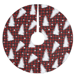 Red Christmas Pattern Brushed Polyester Tree Skirt