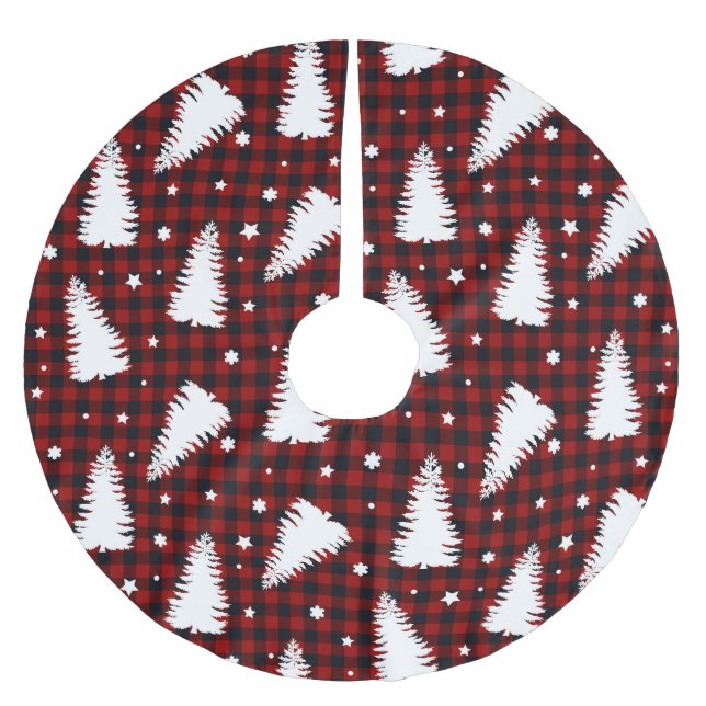 Red Christmas Pattern  Brushed Polyester Tree Skirt (Front)