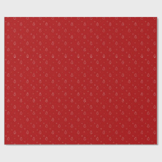 Red Christmas Pattern.Festive Trees and Snowflakes Wrapping Paper