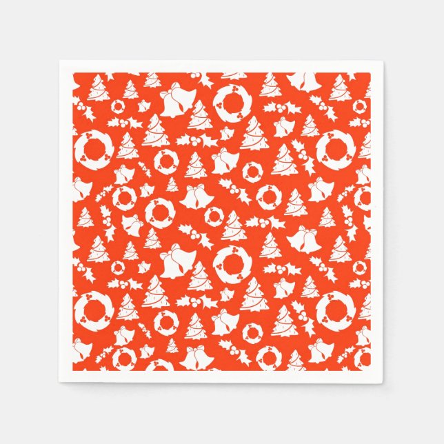 Red Christmas Pattern Paper Napkin (Front)