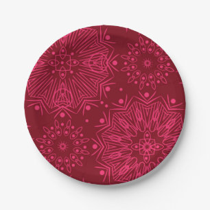 Red Christmas pattern Paper Plate