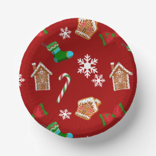 Red Christmas Pattern Paper Plate
