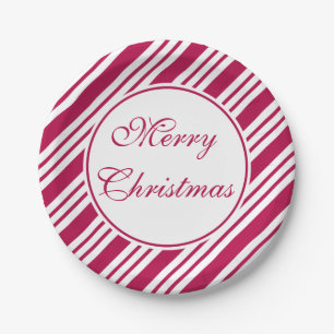 Red Christmas Peppermint Candy Party Paper Plates