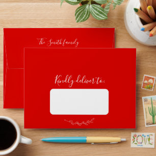 Red Christmas Personalized Calligraphic Envelope