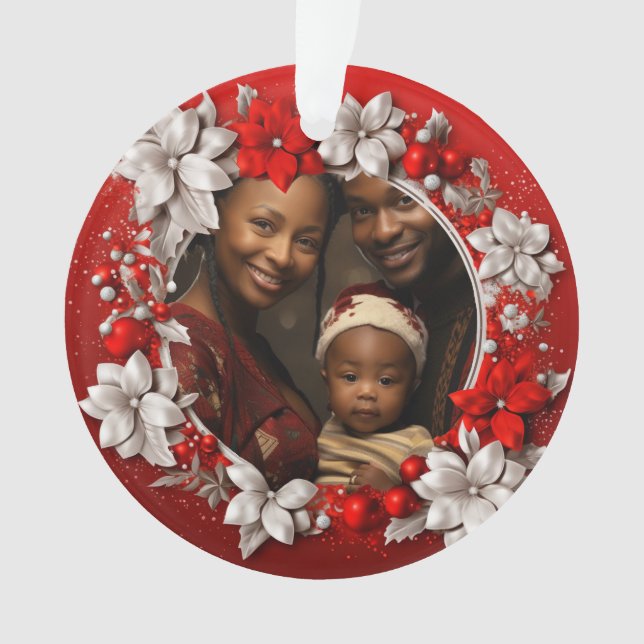 Red Christmas Photo frame Ornament (Front)