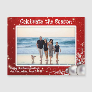 Red Christmas Photo Magnetic Card
