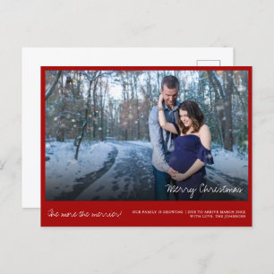 Red Christmas Photo Pregnancy Announcement Card